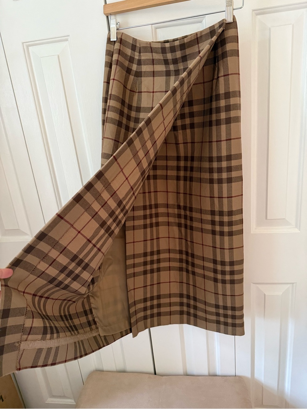 Jones New York Beige Plaid Midi Skirt - Picture 2 of 4